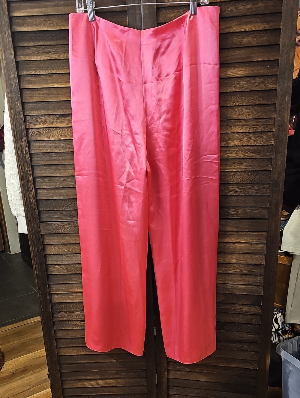 Pink Satin Wide-Leg Pants